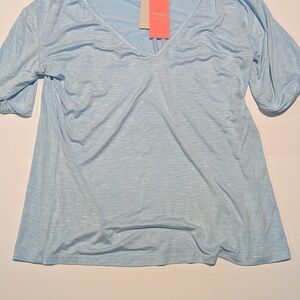 Flamingo Women's Light Blue V-Neck Top Medium NWT